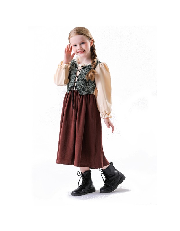 Halloween Gardener Children's Costume Black Floral Oktoberfest Women's Manor Maid Set YM0938 YM0939