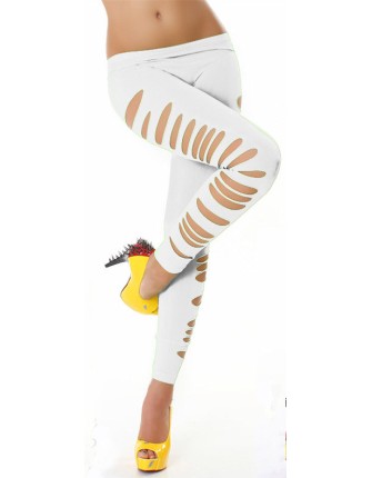 Ripped Opaque Spandex Stirrup Leggings M9117