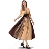 Vintage Dress Color Contrast Patchwork One-line Shoulder Gown Skirt Pompadour Dress YM0819
