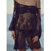 Sexy Floral Lace Open Shoulder Cover-up M5422