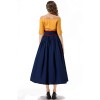 Vintage Dress Color Contrast Patchwork One-line Shoulder Gown Skirt Pompadour Dress YM0819