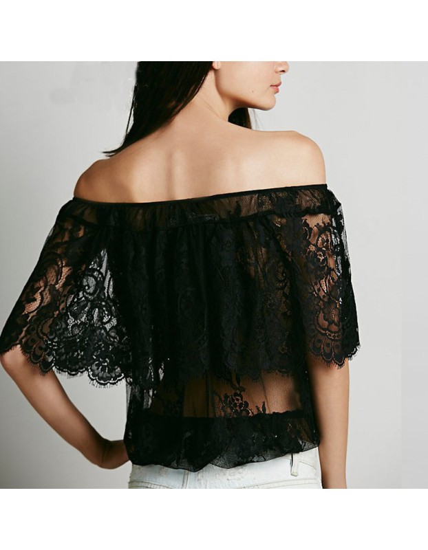 Sexy Lace Off-Shoulder Tops M30063