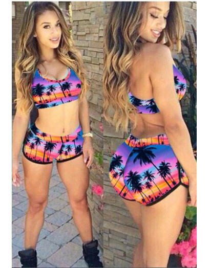 Quiet Sunset Print Bathing Suit M5415