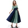 Vintage Dress Color Contrast Patchwork One-line Shoulder Gown Skirt Pompadour Dress YM0819