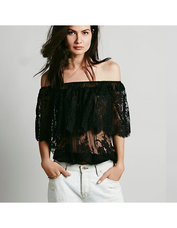 Sexy Lace Off-Shoulder Tops M30063