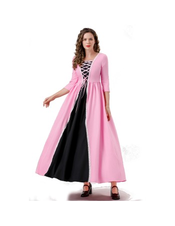 Seven-Quarter Sleeve Princess Dress Pink Court Party Robe Women Magic Master Dress Costume YM0932