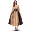 Vintage Dress Color Contrast Patchwork One-line Shoulder Gown Skirt Pompadour Dress YM0819
