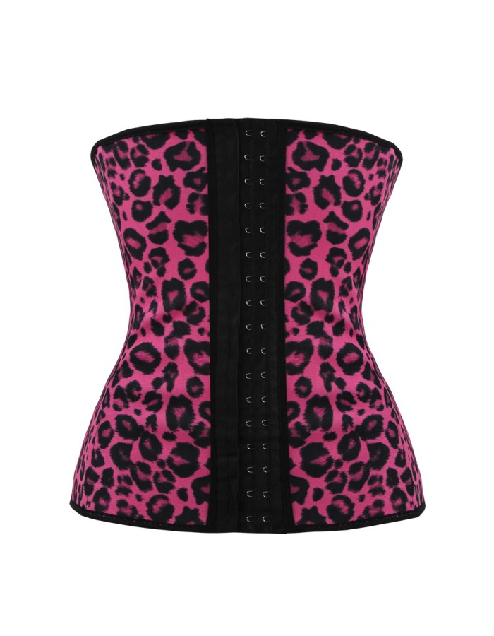 Leopard Print 4 Steel Bones Latex Waist Trainer M1303C