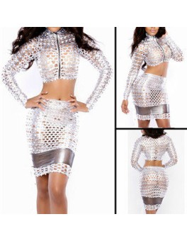 Sexy two pieces hollow out dress M3914