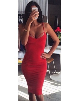 Lace-up Midi Slip Dress M30047