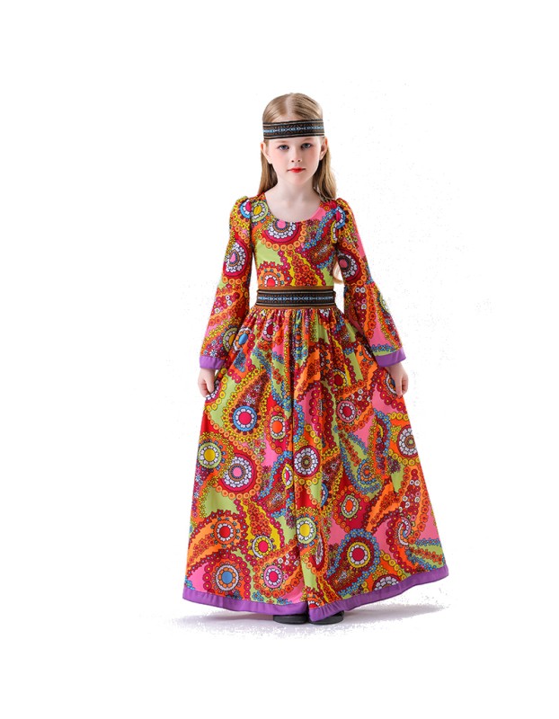 Vintage Carnival Ball Hall Costume Disco Cosplay Children's Girl Hip Hop Costume  YM5839