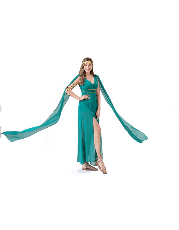 Halloween Cosplay Goddess Of Liberty Ancient Greek Mythological Figure High Slit Goddess Dress YM8763