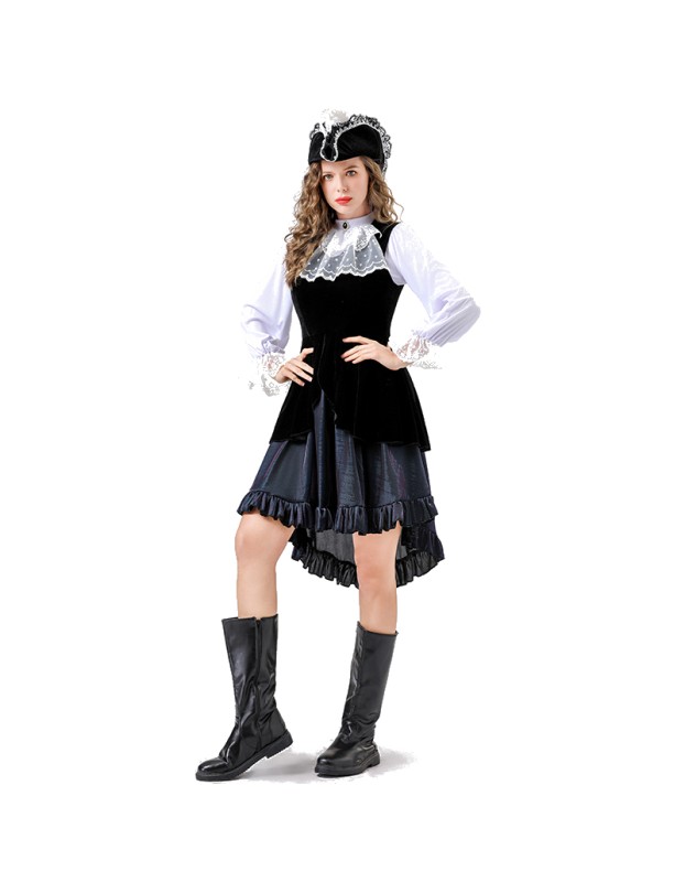Adult Halloween Pirate Costume Female Captain Dress Cosplay Rave Party Stage Costume YM8766
