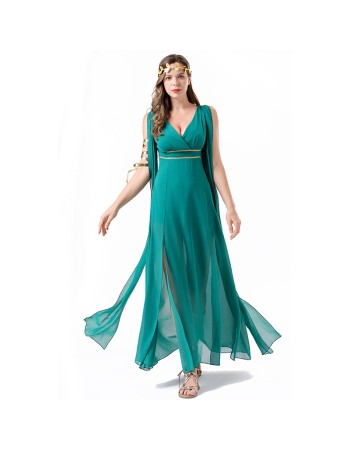 Halloween Cosplay Goddess Of Liberty Ancient Greek Mythological Figure High Slit Goddess Dress YM8763