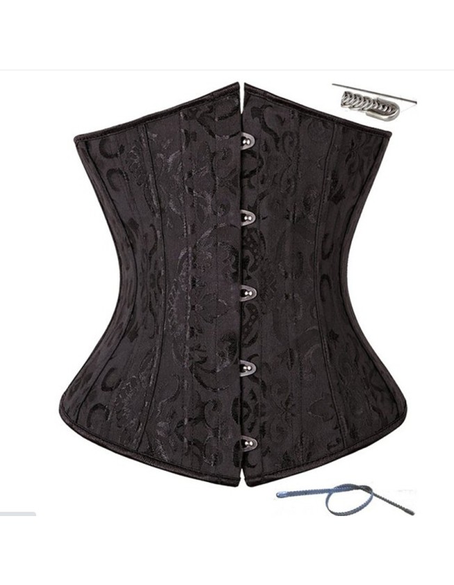 24 Steel Bone Sexy Black Jacquard Underbust M1286