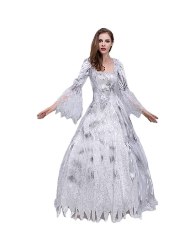 Women Halloween Zombie Scary Ghost Bride Show Dress Cosplay Fancy Dress Costume YM8761