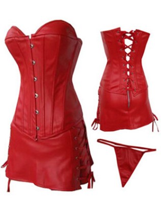 Luxurious Leather Corset with Skirt M7028