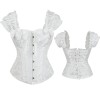 Black white elegant jacquard puff sleeve corset M1934