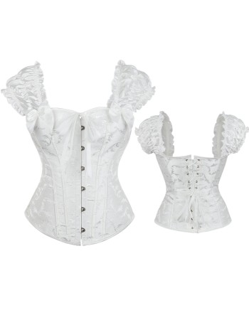 Black white elegant jacquard puff sleeve corset M1934
