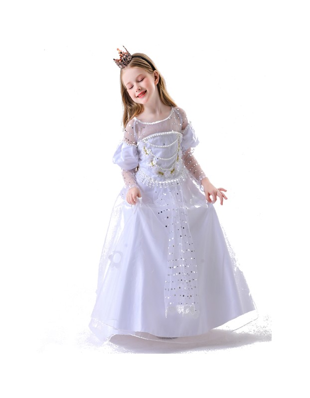 Halloween Role Play White Princess Queen Costume Snow Queen Animation Stage Cosplay YM8757
