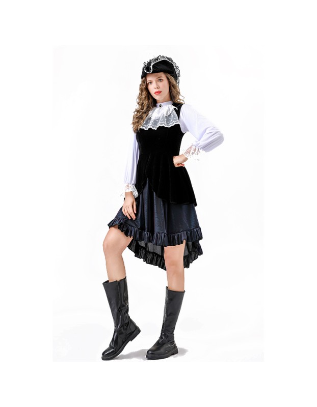Adult Halloween Pirate Costume Female Captain Dress Cosplay Rave Party Stage Costume YM8766
