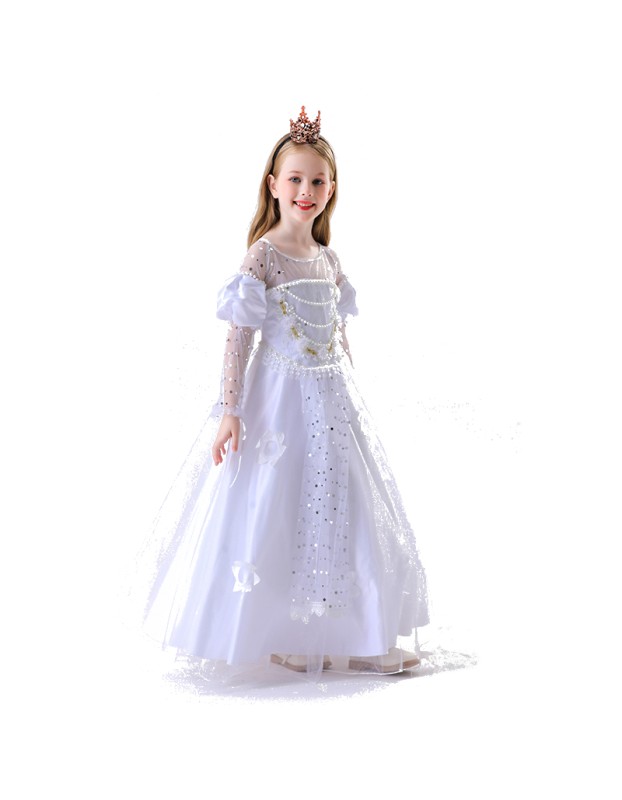 Halloween Role Play White Princess Queen Costume Snow Queen Animation Stage Cosplay YM8757