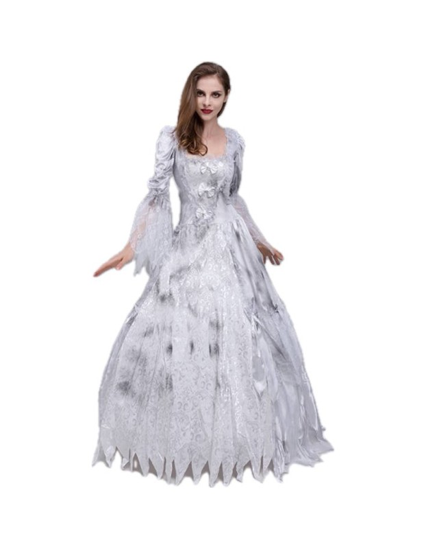 Women Halloween Zombie Scary Ghost Bride Show Dress Cosplay Fancy Dress Costume YM8761