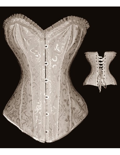 White Steel Bone Corset With Thongs  M1789