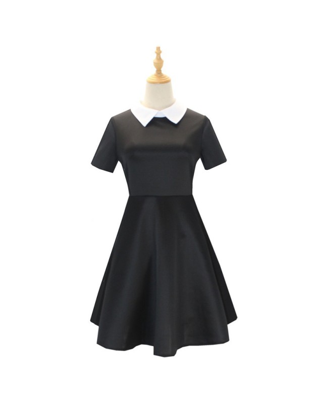 Addams Family Costume Halloween Wednesday Black Dress Cosplay Costume F411
