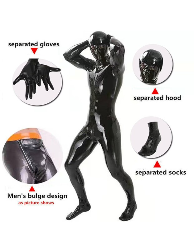 Wetlook Full Body Mens Sexy Latex Catsuit Pvc Bodysuit Stretchy Sheath Zentai XX6819