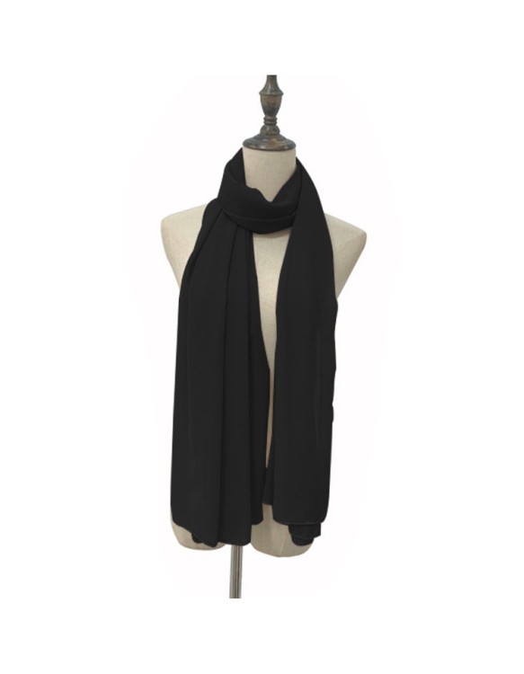 Muslim Style Scarfs Hijabs Monochrome Headscarf Silk Scarf For Women 006