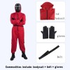 Adult Squid Game Villain Red Jumpsuit Halloween Cosplay Costume Round Six Square Masks Outfits