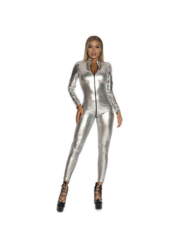 Zipper Faux Leather Bodysuit Long Sleeve One Piece Jumpsuit For Women Sexy 6700