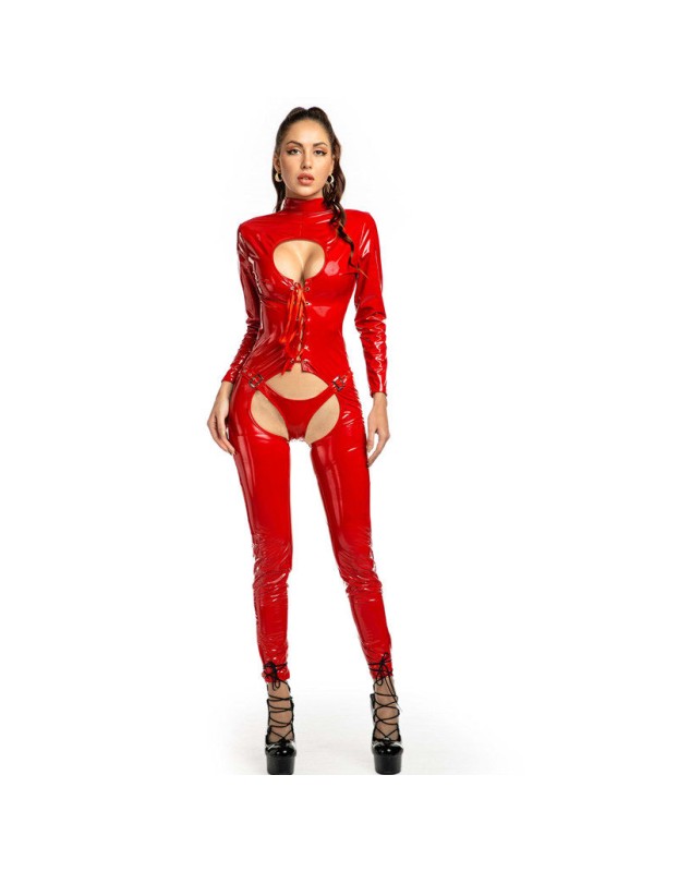 Sexy Open Crotch PVC Bodysuit Clubwear M6817