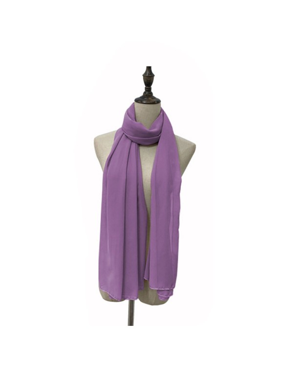 Muslim Style Scarfs Hijabs Monochrome Headscarf Silk Scarf For Women 006
