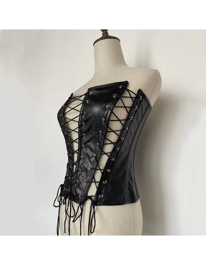 Women Sexy PU Leather Lace-up Bandage Corset M1302