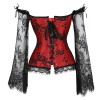 Lace long-sleeve one-line tights corset