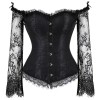 Lace long-sleeve one-line tights corset