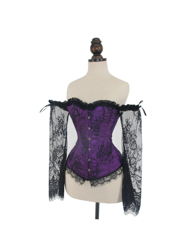 Sexy Long Floral Sleeves Off Shoulder Lace Gothic Victorian Corset M1418B