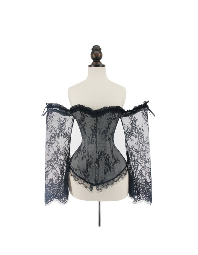 Sexy Long Floral Sleeves Off Shoulder Lace Gothic Victorian Corset M1418B