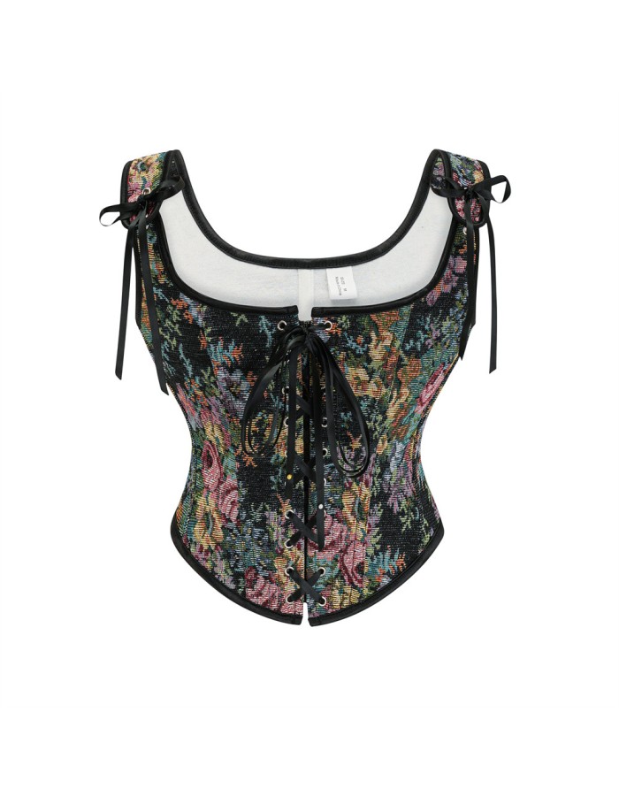 French Vintage Suspenders Waist Trainer Court Slimming Body Shaper Corset Tops For Women SML21668