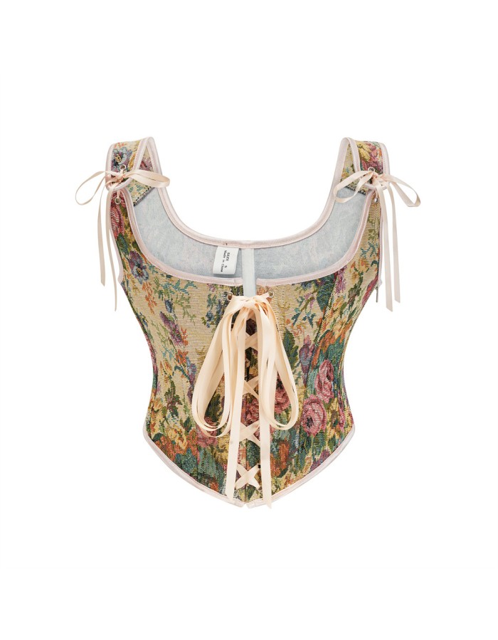 French Vintage Suspenders Waist Trainer Court Slimming Body Shaper Corset Tops For Women SML21668