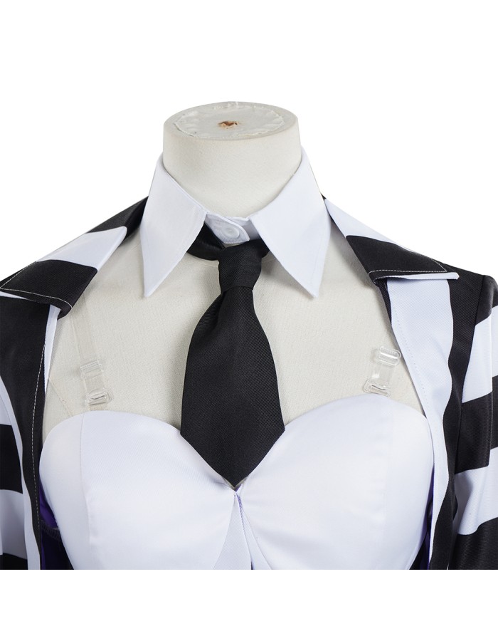 New Underworld Suit Costume Cosplay Black And White Striped Mage Dress Horror Halloween A178