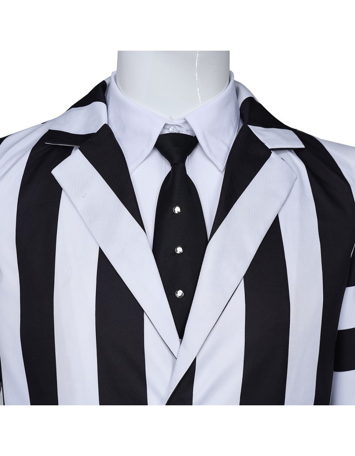 New Underworld Suit Costume Cosplay Black And White Striped Mage Dress Horror Halloween A178
