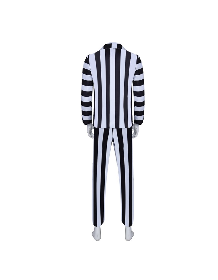 New Underworld Suit Costume Cosplay Black And White Striped Mage Dress Horror Halloween A178