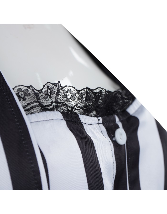 New Underworld Suit Costume Cosplay Black And White Striped Mage Dress Horror Halloween A178