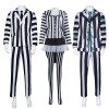 New Underworld Suit Costume Cosplay Black And White Striped Mage Dress Horror Halloween A178