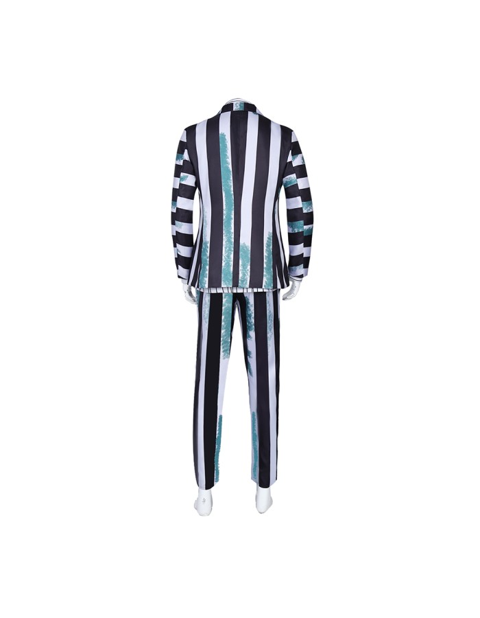 New Underworld Suit Costume Cosplay Black And White Striped Mage Dress Horror Halloween A178