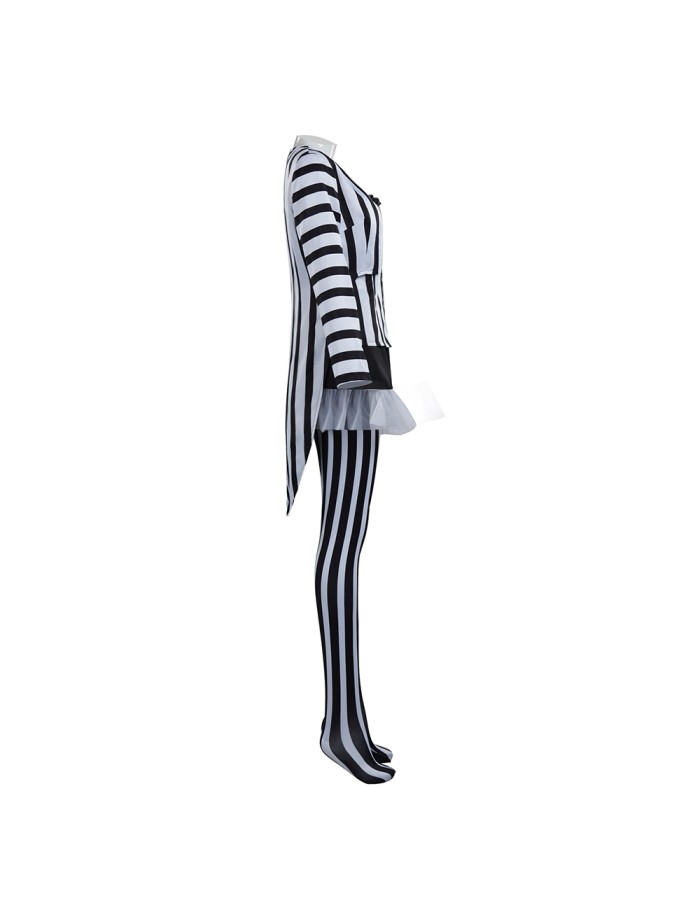 New Underworld Suit Costume Cosplay Black And White Striped Mage Dress Horror Halloween A178