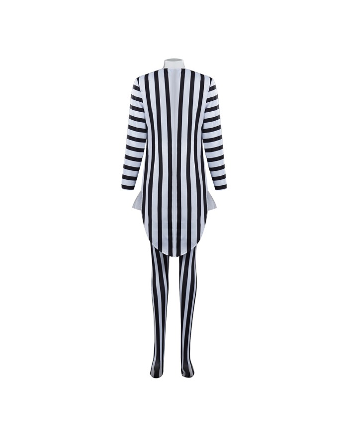 New Underworld Suit Costume Cosplay Black And White Striped Mage Dress Horror Halloween A178